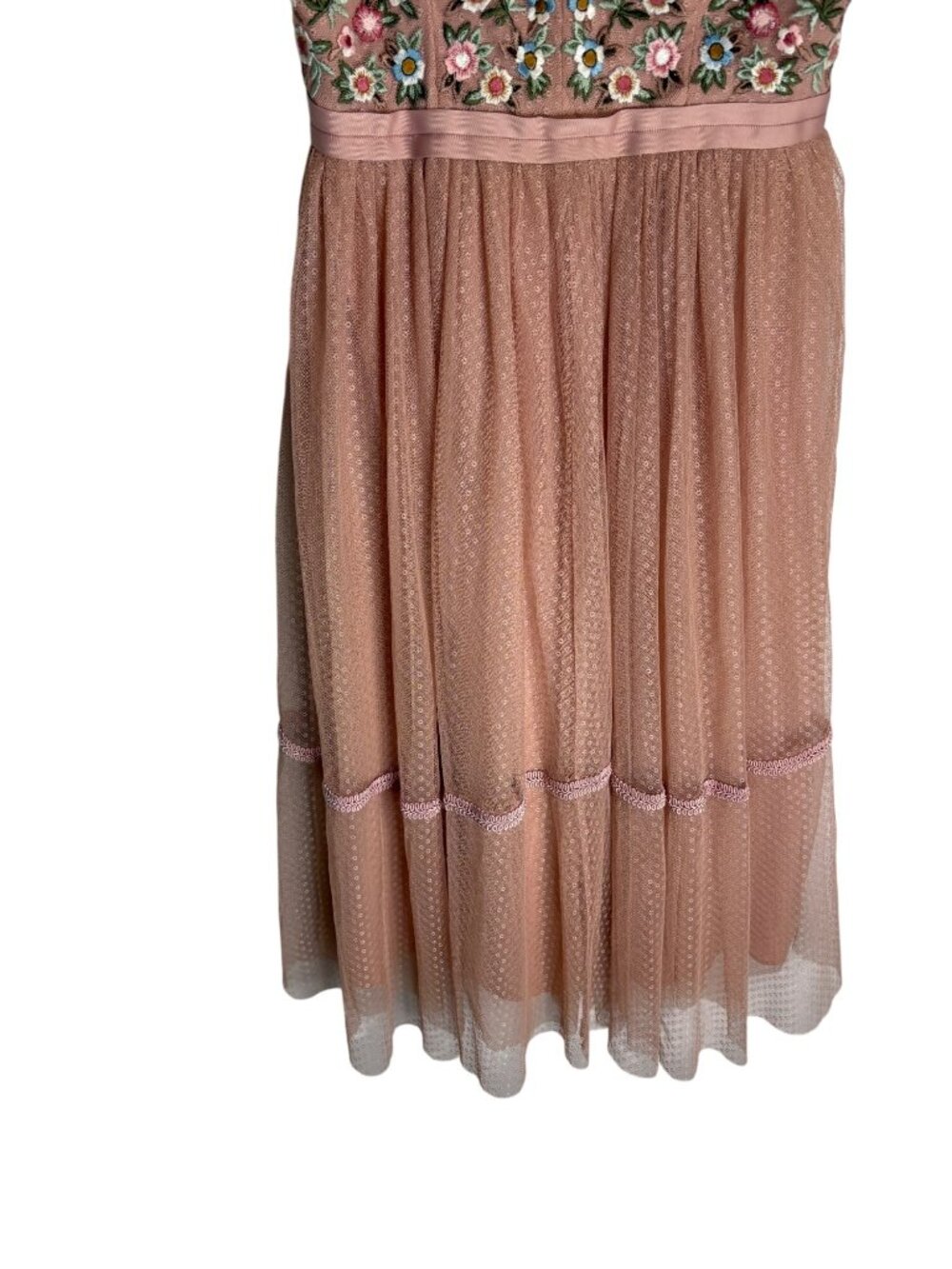 NWT Needle & Thread Blush Pink Floral Midi Dress-sz 4 - Picture 4 of 11